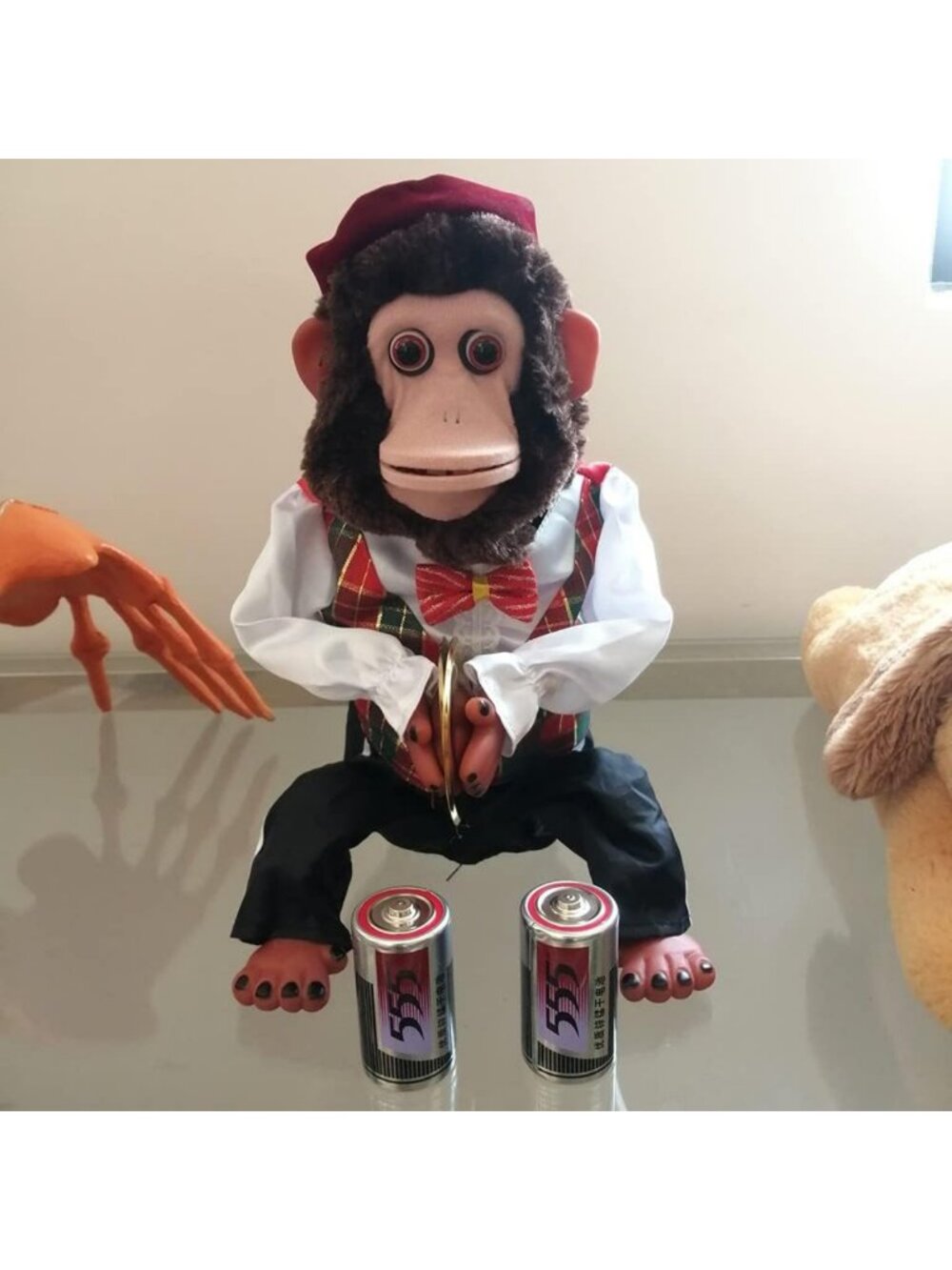 Vintage Plush Monkey Toy - Cymbal Playing Chimp, Retro Electronic Decoration